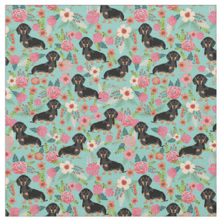 Tela floral de Doxie - doxie del negro y del