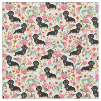 Tela floral de Doxie - doxie del negro y del