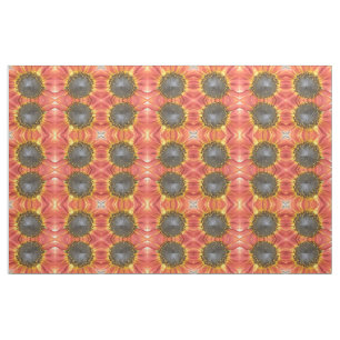 Tela floral de girasol rojo y amarillo