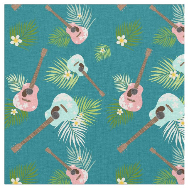 Tela Floral de Hawaii Ukulele (De cerca)