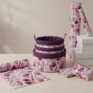 Tela Floral de Pradera Mauve y Ciruela Moderna