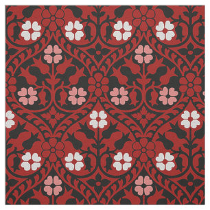 Tela Floral de reactivación gótica, rojo de sangre