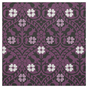 Tela Floral de resurgimiento gótico, morado