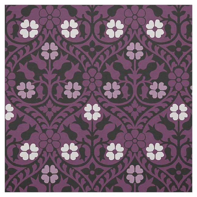 Tela Floral de resurgimiento gótico, morado (Retal)