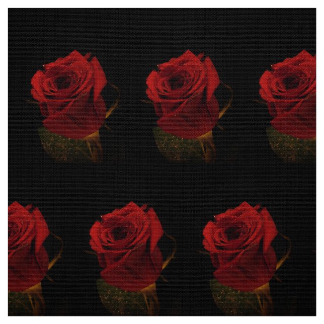 Tela floral de rosa roja lujosa - Rosa romántico (Retal)