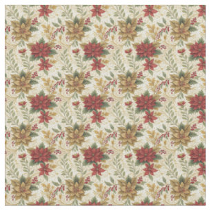 Tela Floral de venado clásico rojo y oro