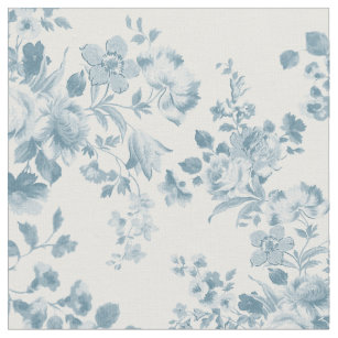 Tela Floral elegante bohemio blanco azul del vintage