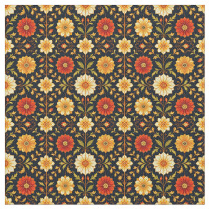 Tela Floral Escarlata y Crema