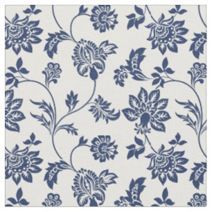 Tela - Floral francés azul y blanco
