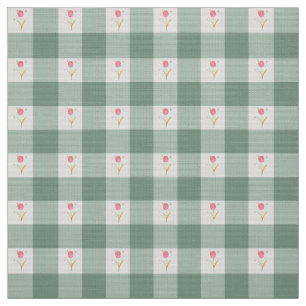 Tela Floral Gingham Sage por Yarda