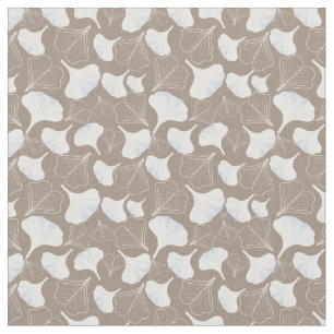 Tela Floral Ginkgo Leaf Taupe Patterado