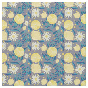 Tela Floral gris de limón