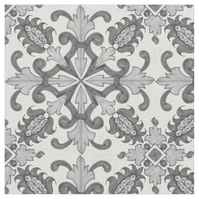 Tela floral gris del Victorian (De cerca)