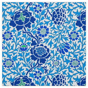 Tela Floral jacobea, marina y azul ceruleano