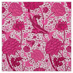 Tela Floral jacobeo de William Morris, rosa del fucsia