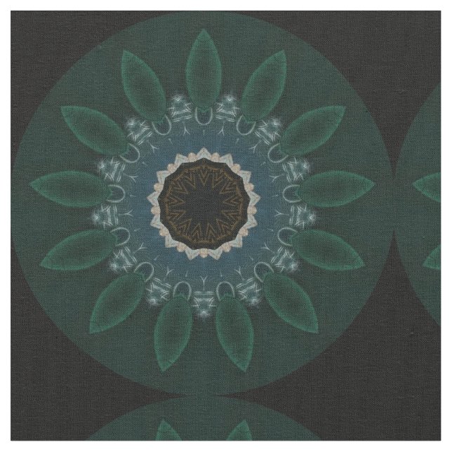 Tela Floral moderna de oro azul verde esmeralda (De cerca)