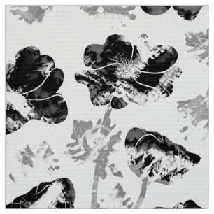 Tela Floral, negro y blanco