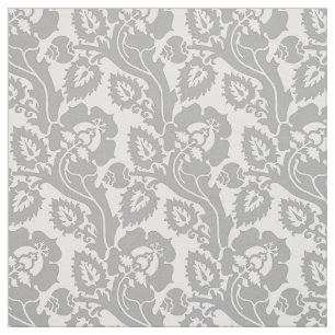 Tela Floral oblica, plateado-blanco