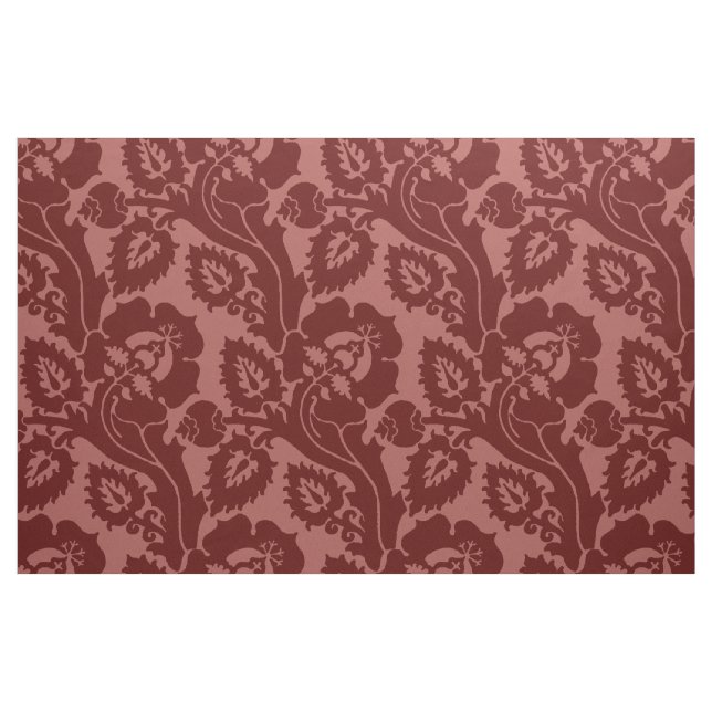 Tela Floral oblicua renacentista, rojo oscuro ("Cuarto gordo" (fat quarter))