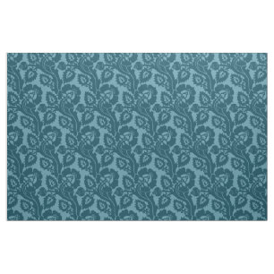 Tela Floral Obliga renacentista, azul pavo real