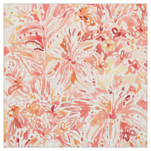 Tela Floral Painterly del melocotón de la LUJURIA del