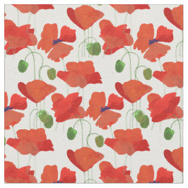 Tela Floral personalizada de amapolas rojas elegan