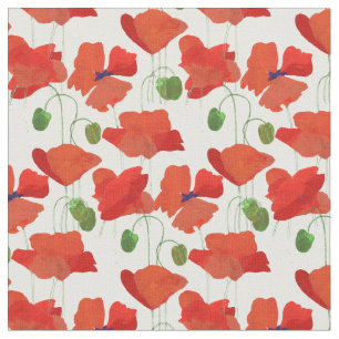 Tela Floral personalizada de amapolas rojas elegan