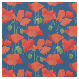 Tela floral profundamente azul roja de encargo de