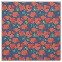 Tela floral profundamente azul roja de encargo de