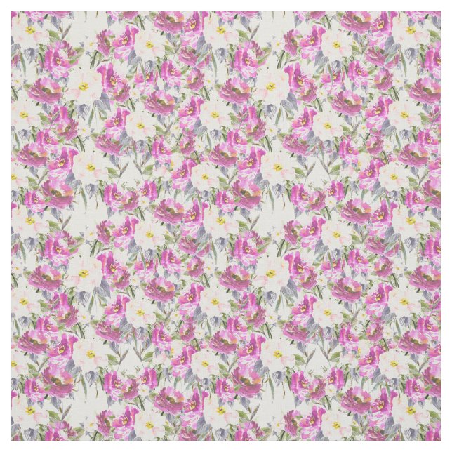 Tela Floral púrpura rosa (Retal)