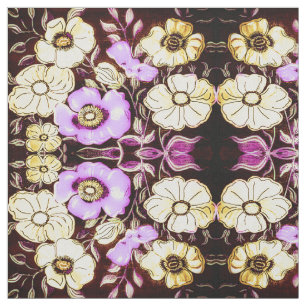 Tela floral rosa y amarilla