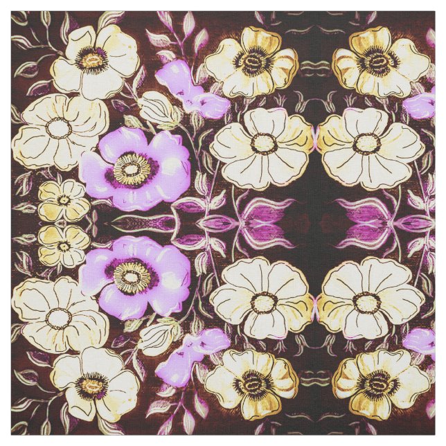 Tela floral rosa y amarilla (Retal)
