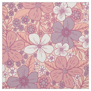 Tela Floral rosa y morada pastel