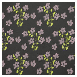 Tela Floral Rosa Y Negro Con Lime