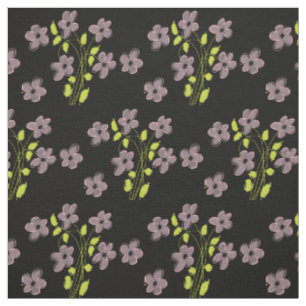 Tela Floral Rosa Y Negro Con Lime