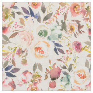 Tela Floral rústico de la acuarela marrón rosada de