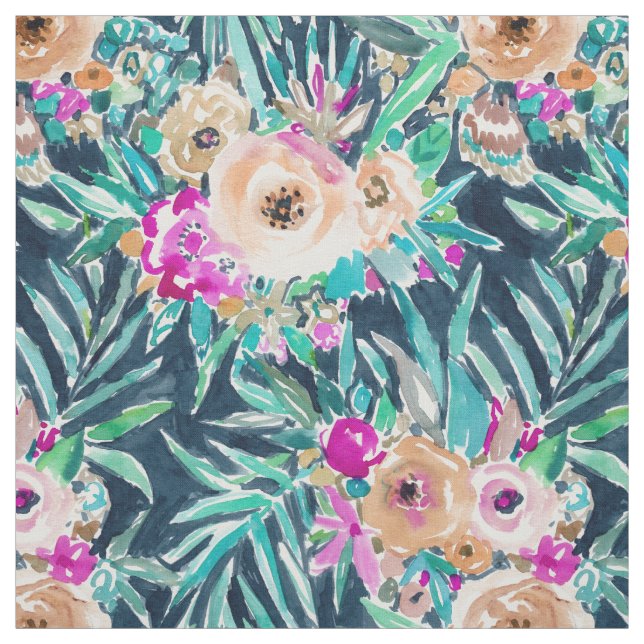 Tela Floral tropical oscuro TAN CASUAL (Retal)