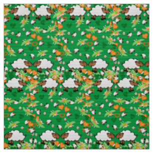 Tela Floral Verde Corazones de Oveja