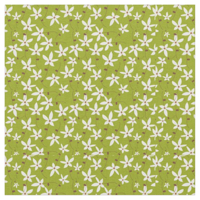 Tela Floral verde y blanca (De cerca)