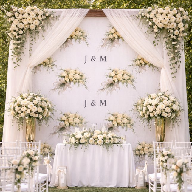 Tela Floral Wedding Fabric with Monogram Bride Groom (Subido por el creador)