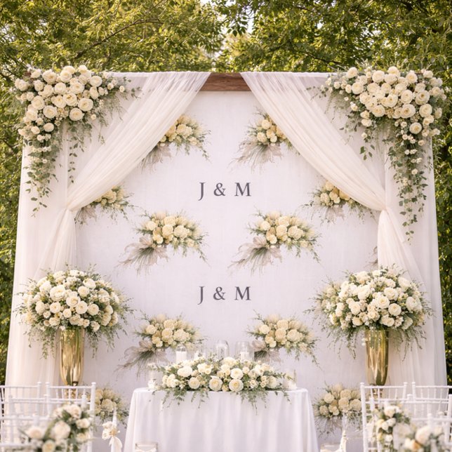 Tela Floral Wedding Fabric with Monogram Bride Groom (Subido por el creador)