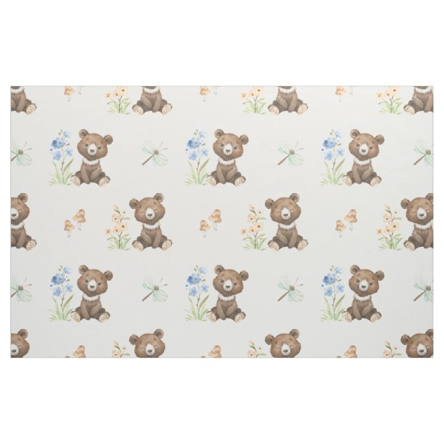 Tela Floral Woodland Animales Bebés Chica Nursery ("Cuarto gordo" (fat quarter))
