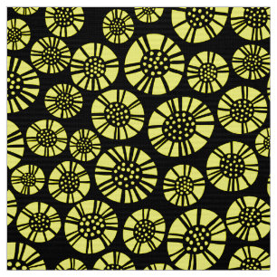 Tela Flores abstractas 031023 - Amarillo sobre negro