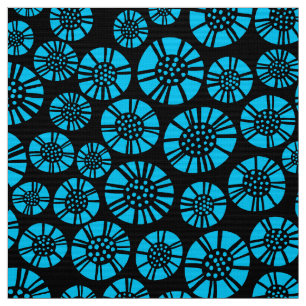 Tela Flores abstractas 031023 - Azul cielo en negro