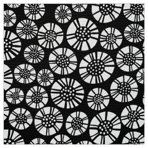 Tela Flores abstractas 031023 - Blanco sobre negro