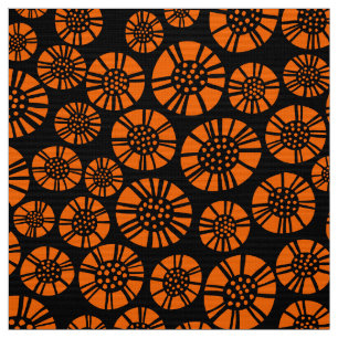 Tela Flores abstractas 031023 - Naranja en negro