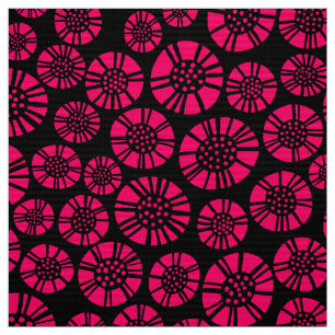 Tela Flores abstractas 031023 - Rojo neón sobre negro