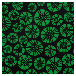 Tela Flores abstractas 031023 - Verde hierba sobre negr
