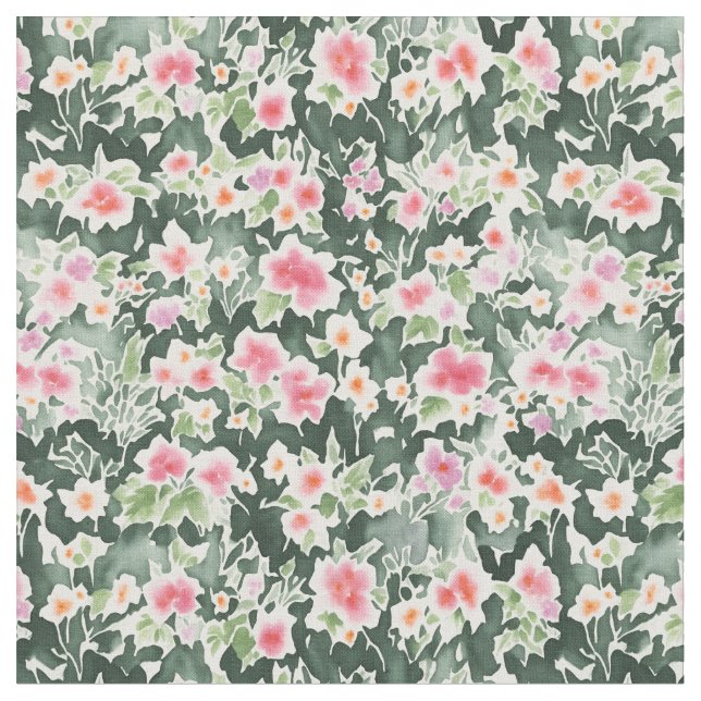 Tela Flores acuarelas (De cerca)