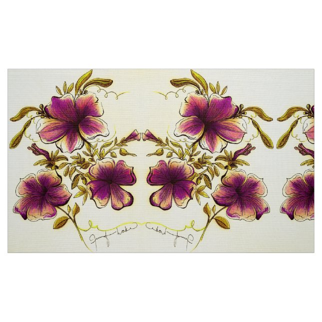 Tela Flores amarillas de Borgoña ("Cuarto gordo" (fat quarter))